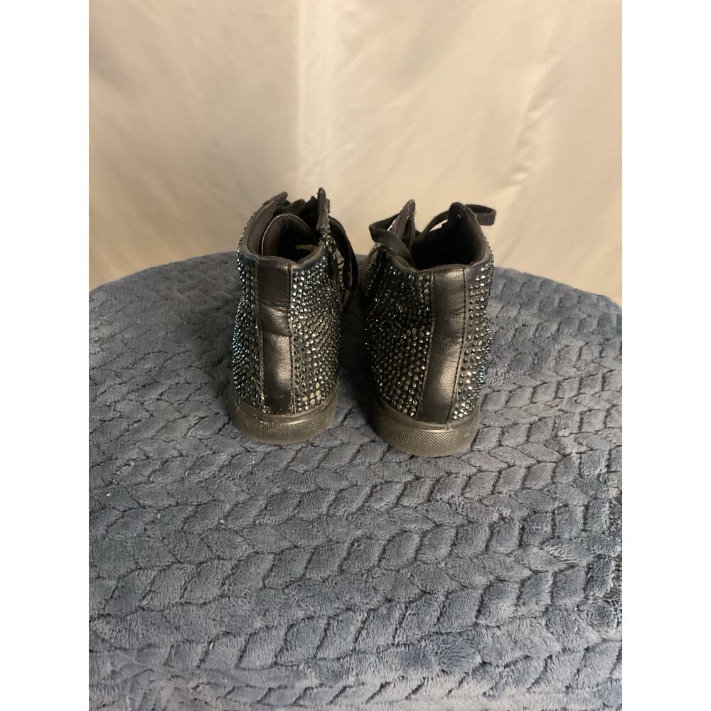 ALDO Women’s Size 9 Black Rhinestone High Top Sneakers Lace Up Side Zip - Picture 5 of 8